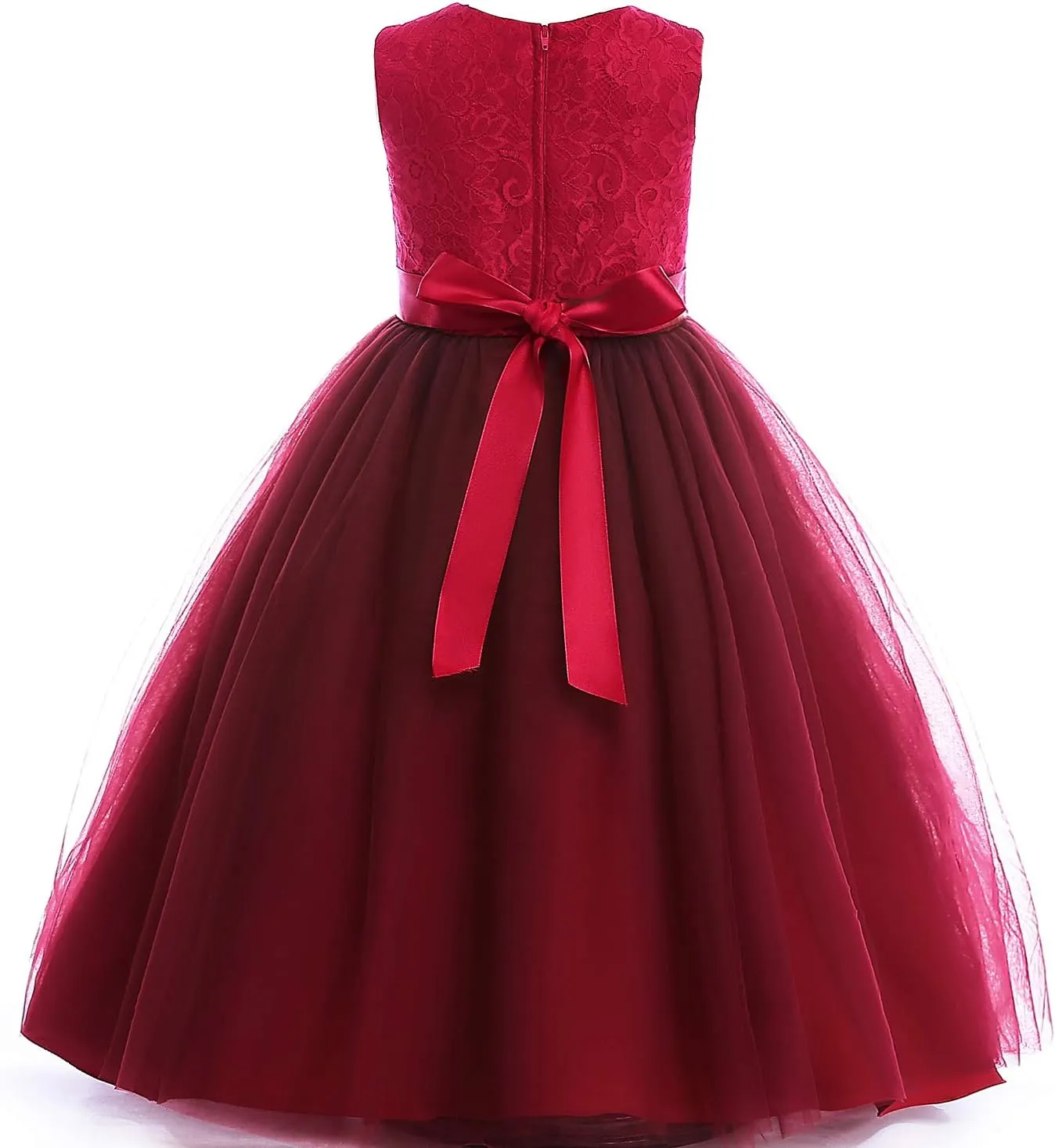 Glamulice Flower Girls Lace Bridesmaid Dress Princess Elegant Tulle Long A Line Dresses Pageant Wedding Party Ball Gown