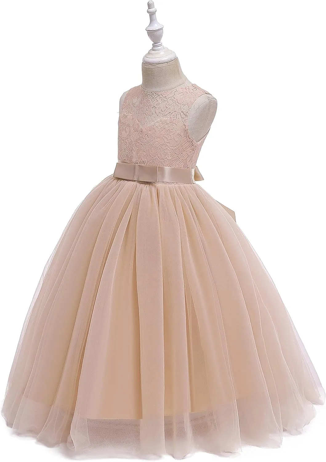 Glamulice Flower Girls Lace Bridesmaid Dress Princess Elegant Tulle Long A Line Dresses Pageant Wedding Party Ball Gown