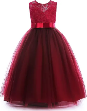 Glamulice Flower Girls Lace Bridesmaid Dress Princess Elegant Tulle Long A Line Dresses Pageant Wedding Party Ball Gown