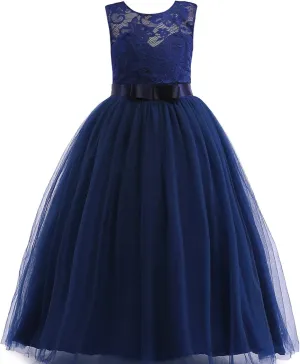 Glamulice Flower Girls Lace Bridesmaid Dress Princess Elegant Tulle Long A Line Dresses Pageant Wedding Party Ball Gown
