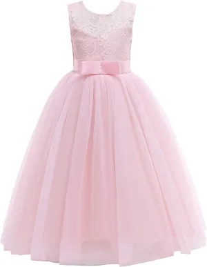 Glamulice Flower Girls Lace Bridesmaid Dress Princess Elegant Tulle Long A Line Dresses Pageant Wedding Party Ball Gown