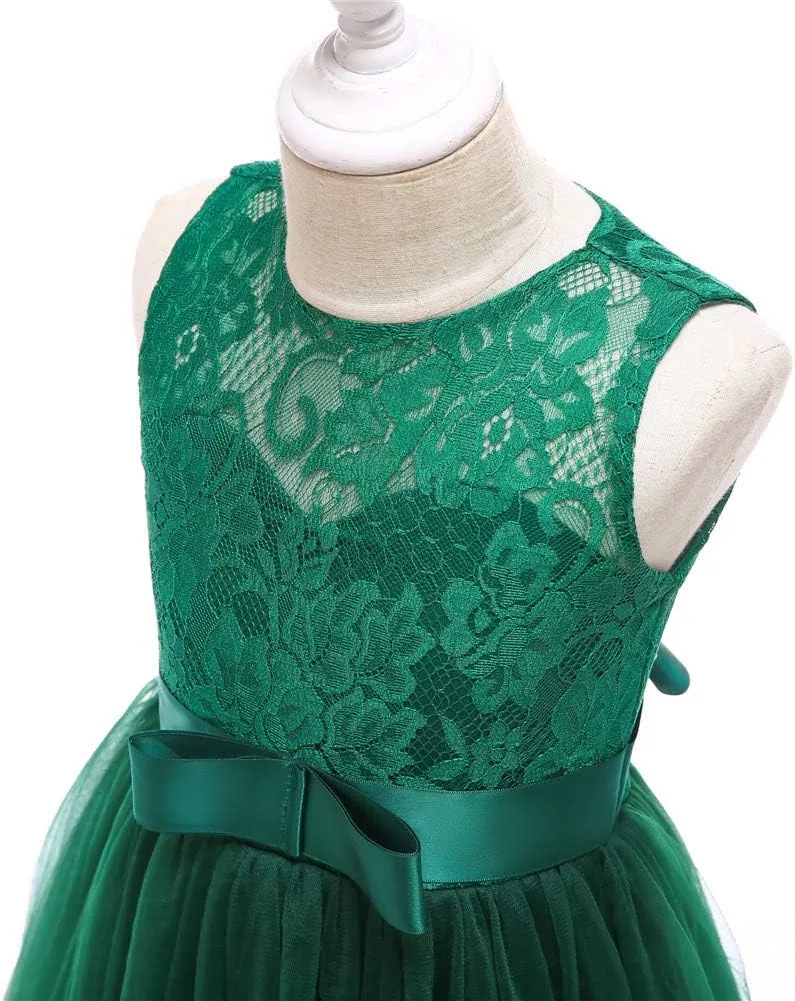 Glamulice Flower Girls Lace Bridesmaid Dress Princess Elegant Tulle Long A Line Dresses Pageant Wedding Party Ball Gown