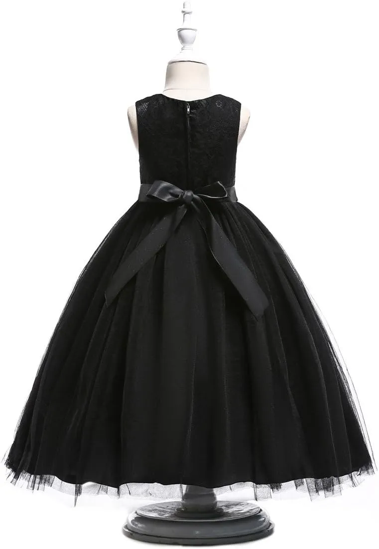 Glamulice Flower Girls Lace Bridesmaid Dress Princess Elegant Tulle Long A Line Dresses Pageant Wedding Party Ball Gown