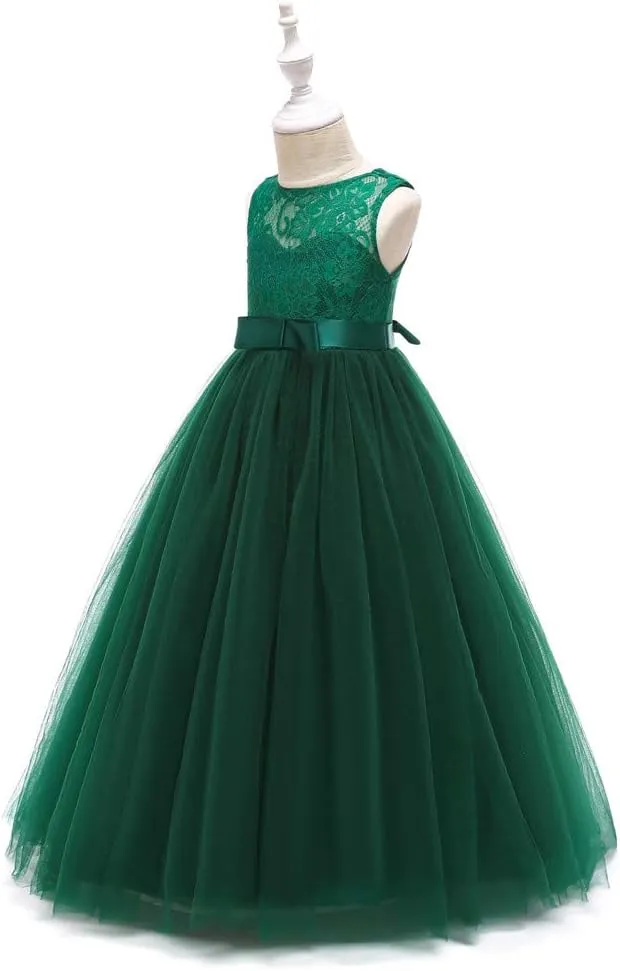 Glamulice Flower Girls Lace Bridesmaid Dress Princess Elegant Tulle Long A Line Dresses Pageant Wedding Party Ball Gown