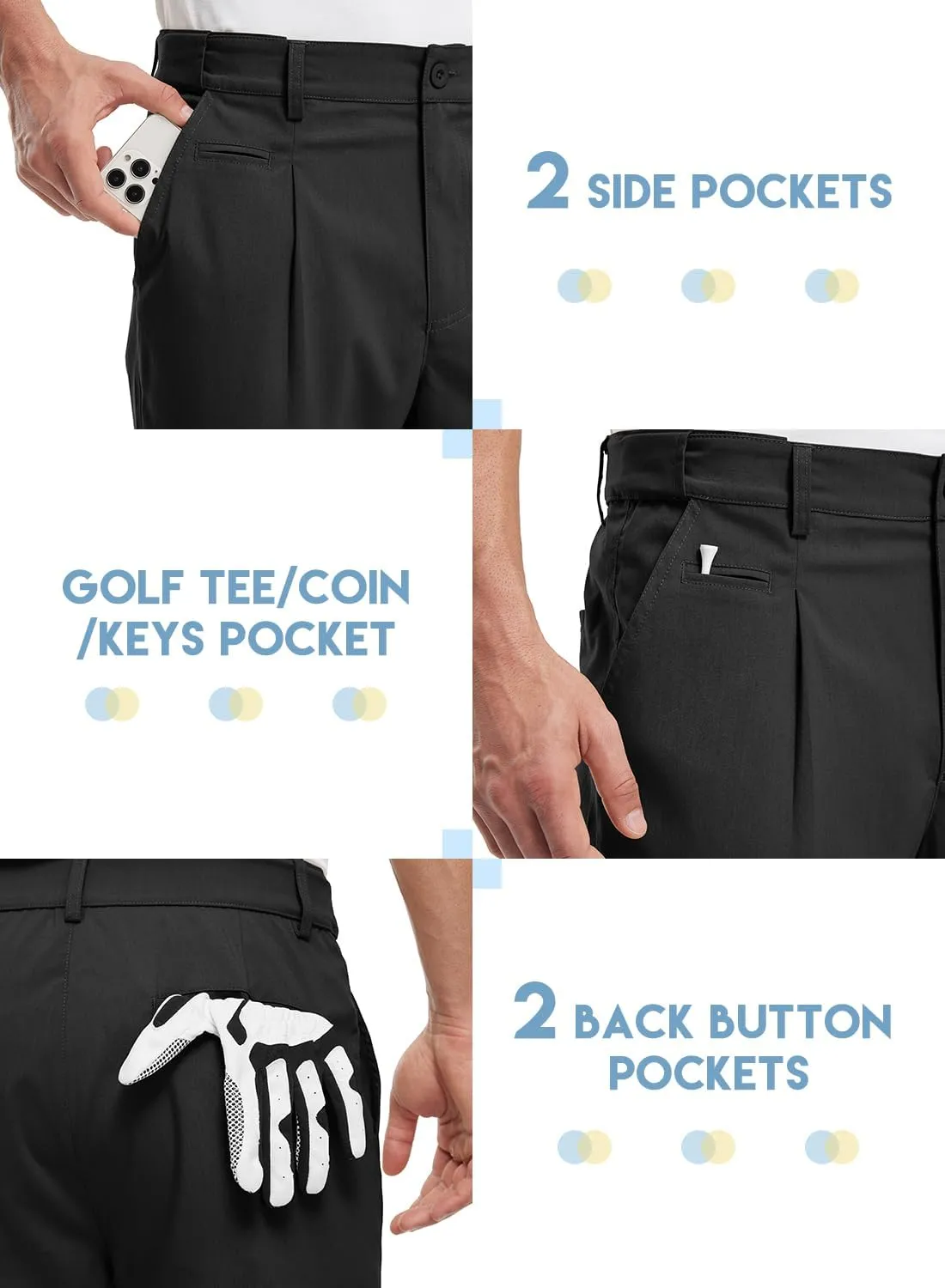 Gopune Men's Lightweight Golf Pants Classic Fit Quick Dry Casual Work Dress Pants