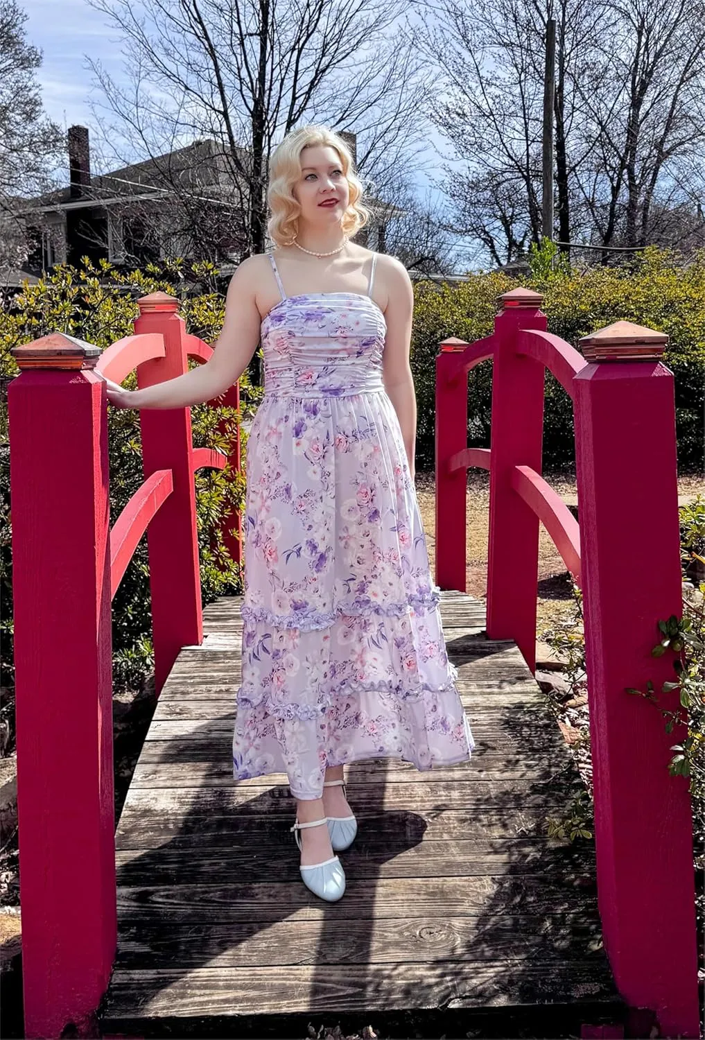 GRACE KARIN 2025 Women's Summer Floral Maxi Dress Casual Sleeveless Ruffle Tiered Wedding Guest Flowy Dresses with Pockets