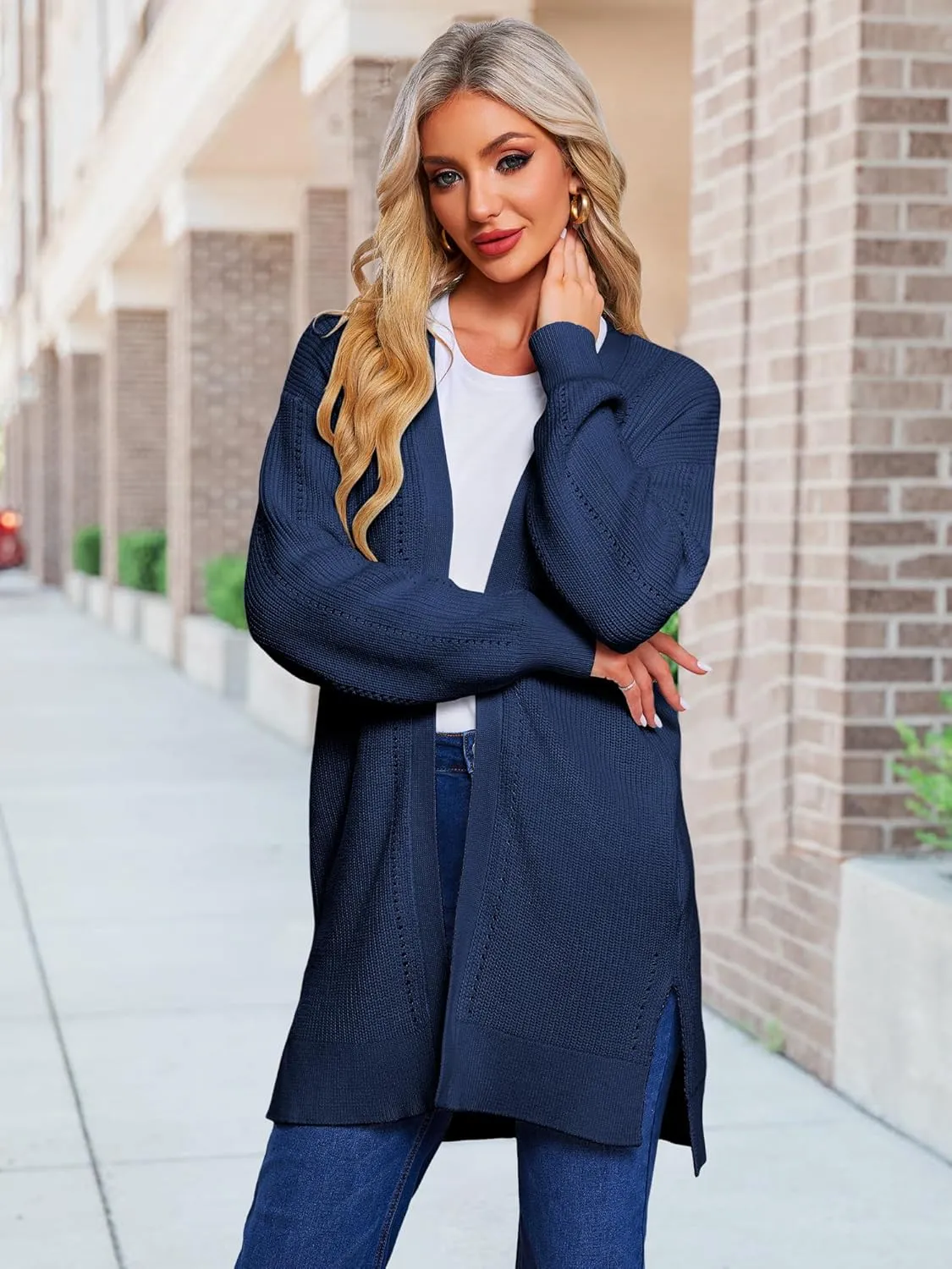 HDLTE Long Cardigan Sweaters for Women – Oversized Chunky Open Front Cardigans Cashmere Coat Jacket Trendy Fall Outfits 2024