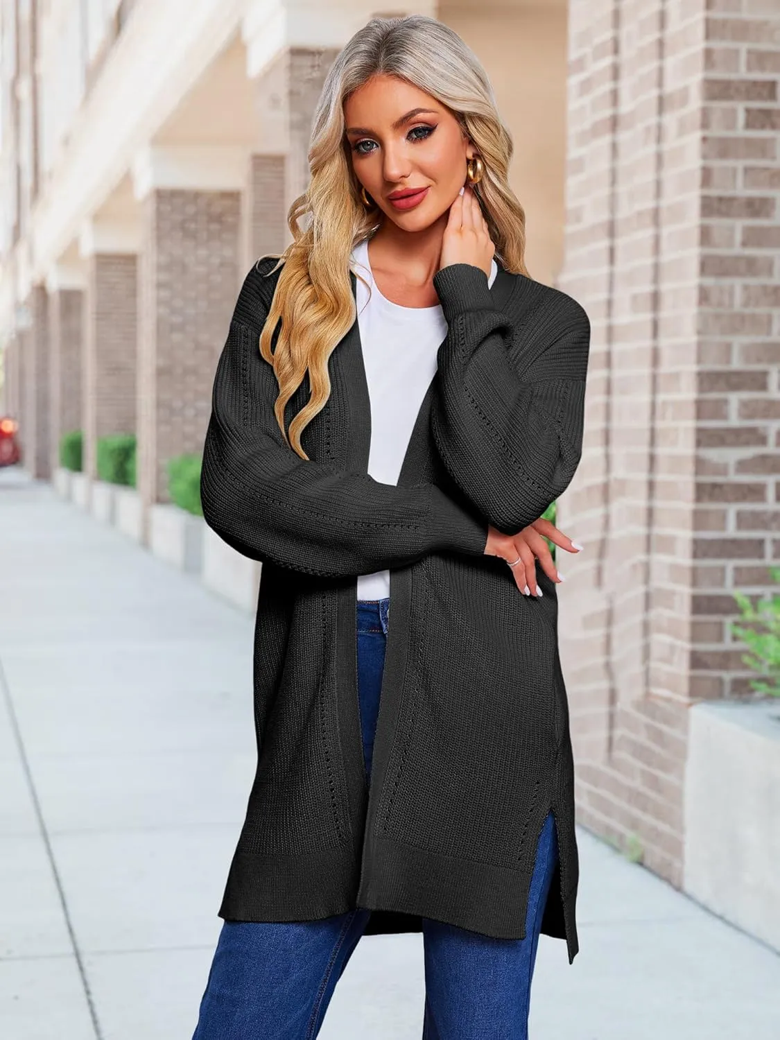 HDLTE Long Cardigan Sweaters for Women – Oversized Chunky Open Front Cardigans Cashmere Coat Jacket Trendy Fall Outfits 2024