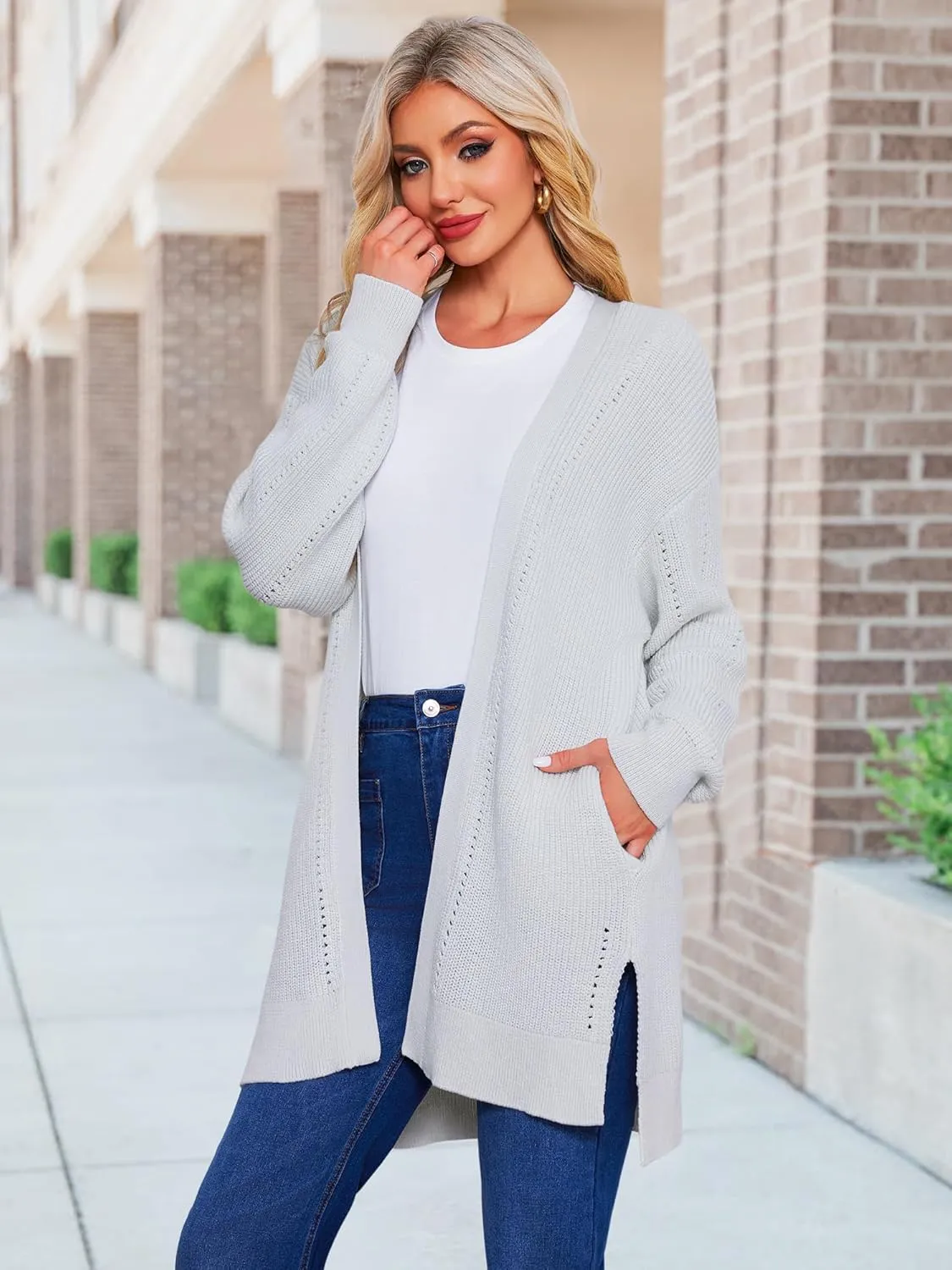 HDLTE Long Cardigan Sweaters for Women – Oversized Chunky Open Front Cardigans Cashmere Coat Jacket Trendy Fall Outfits 2024