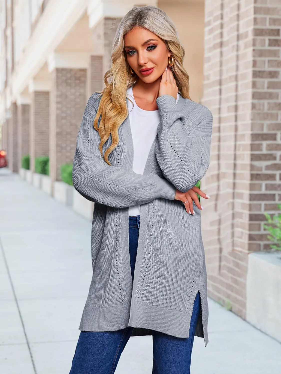 HDLTE Long Cardigan Sweaters for Women – Oversized Chunky Open Front Cardigans Cashmere Coat Jacket Trendy Fall Outfits 2024