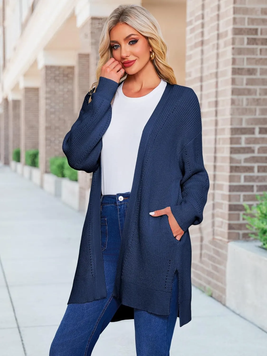 HDLTE Long Cardigan Sweaters for Women – Oversized Chunky Open Front Cardigans Cashmere Coat Jacket Trendy Fall Outfits 2024