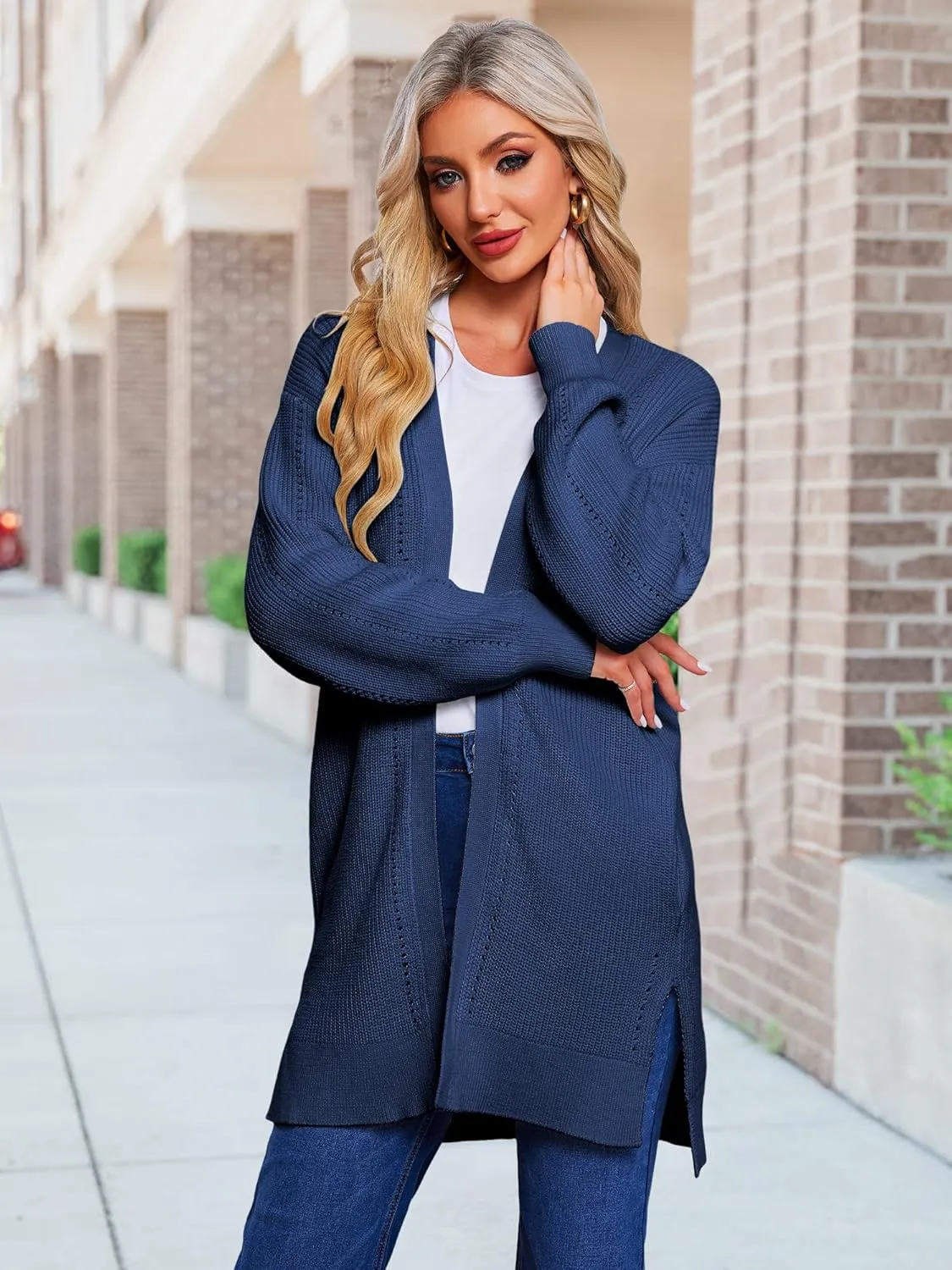 HDLTE Long Cardigan Sweaters for Women – Oversized Chunky Open Front Cardigans Cashmere Coat Jacket Trendy Fall Outfits 2024