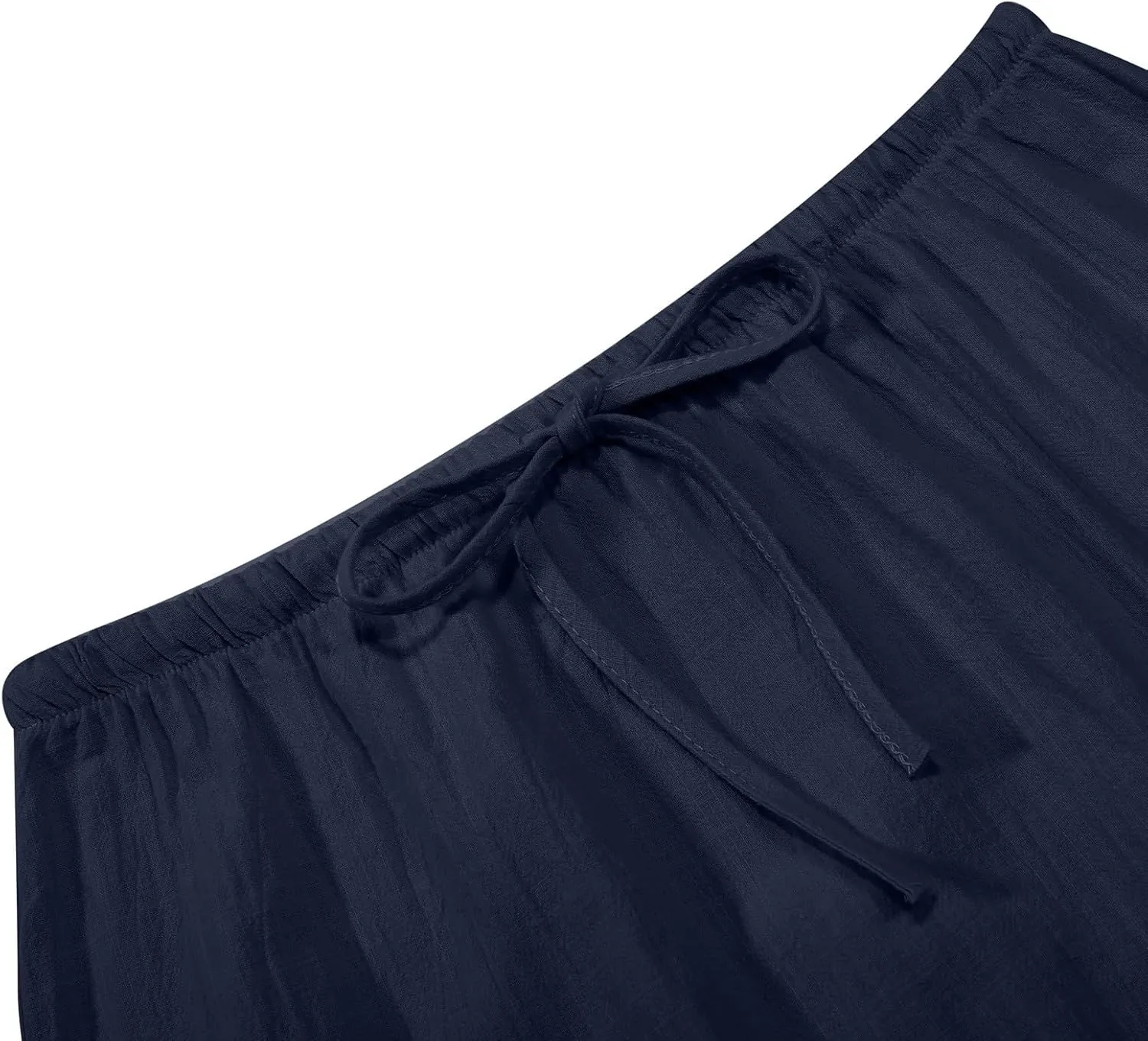 High Waisted Maxi Skirts for Women Summer Casual Boho A Line Long Skirt Cotton Linen Drawstring Waist Beach Skort