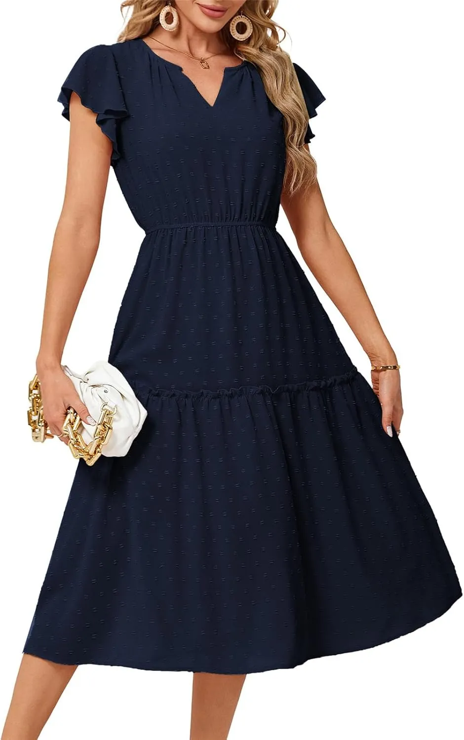 JASAMBAC Womens Dresses Casual Wrap V Neck Ruffle Short Sleeves Floral Print Flowy Dress Wedding Guest A-Line Maxi Dress