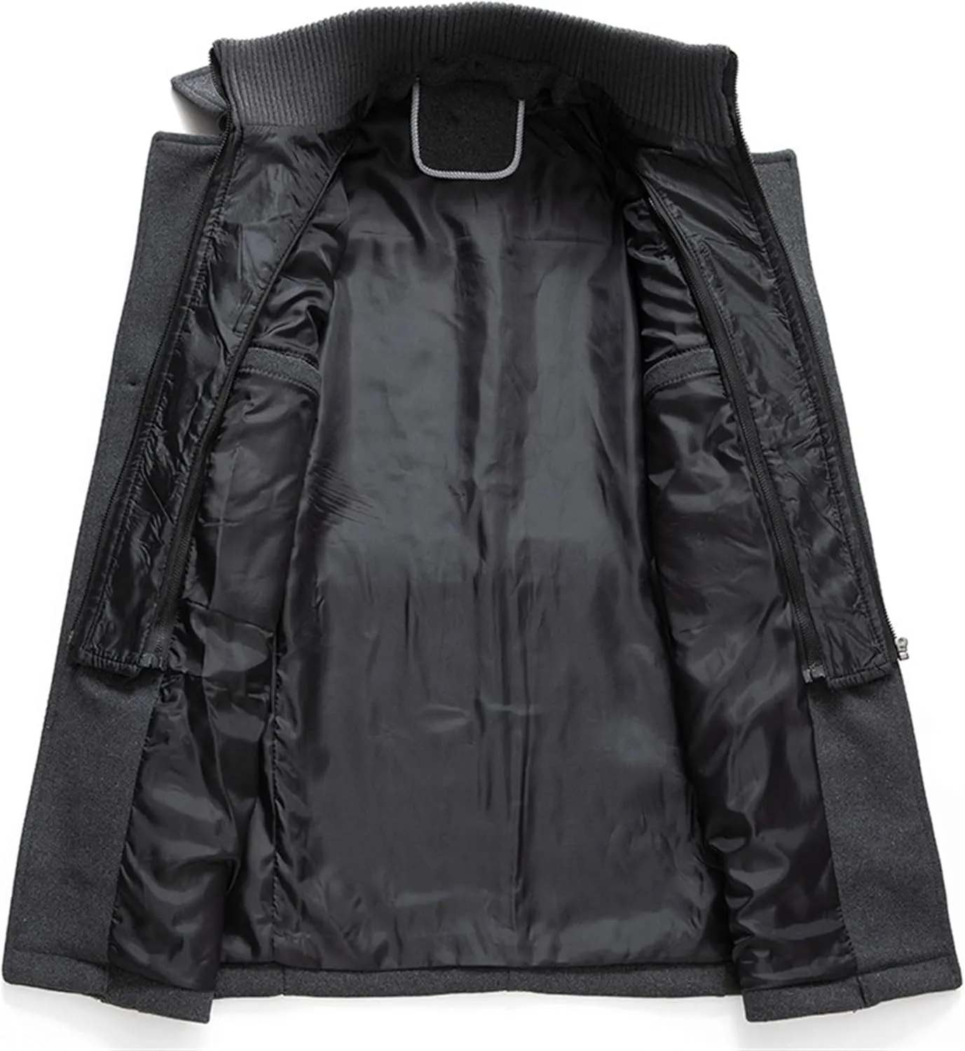 JEKE-DG Men's Notch Lapel Casual Wool Blend Coats Business Windbreaker Warm Pea Coat Mid-Length Classic Winter Overcoat