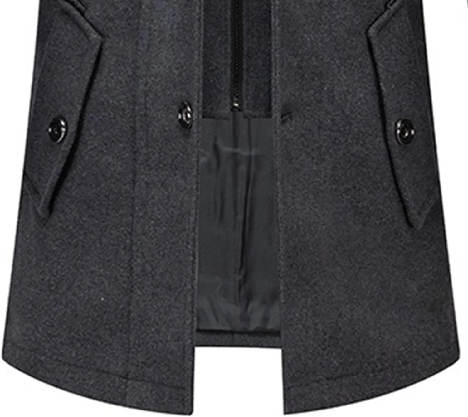 JEKE-DG Men's Notch Lapel Casual Wool Blend Coats Business Windbreaker Warm Pea Coat Mid-Length Classic Winter Overcoat