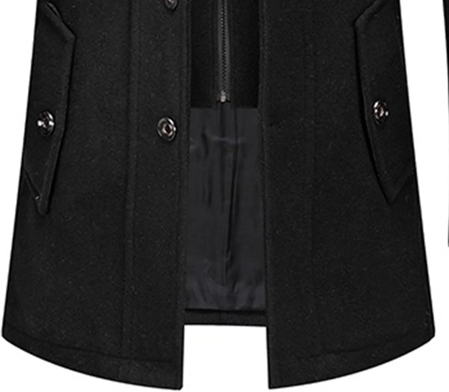 JEKE-DG Men's Notch Lapel Casual Wool Blend Coats Business Windbreaker Warm Pea Coat Mid-Length Classic Winter Overcoat