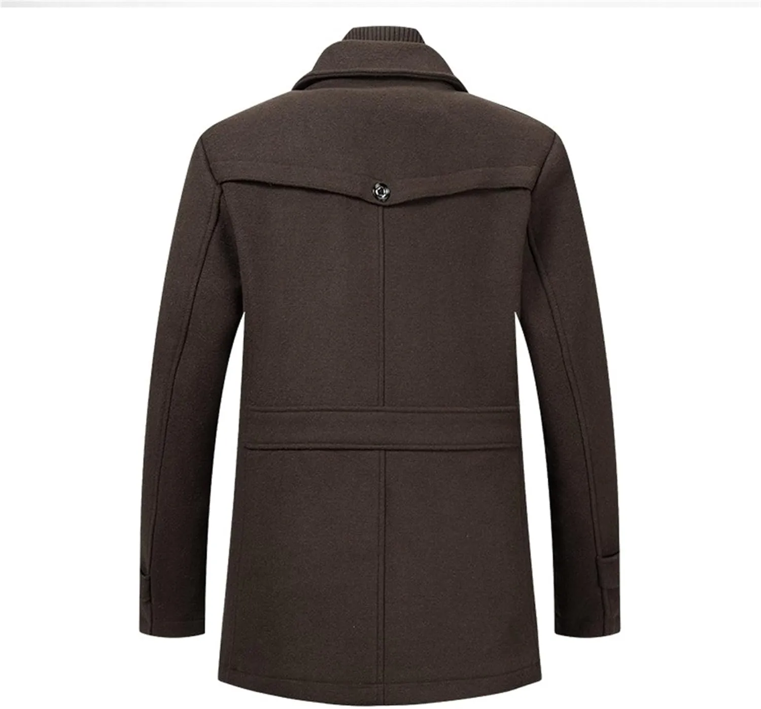 JEKE-DG Men's Notch Lapel Casual Wool Blend Coats Business Windbreaker Warm Pea Coat Mid-Length Classic Winter Overcoat