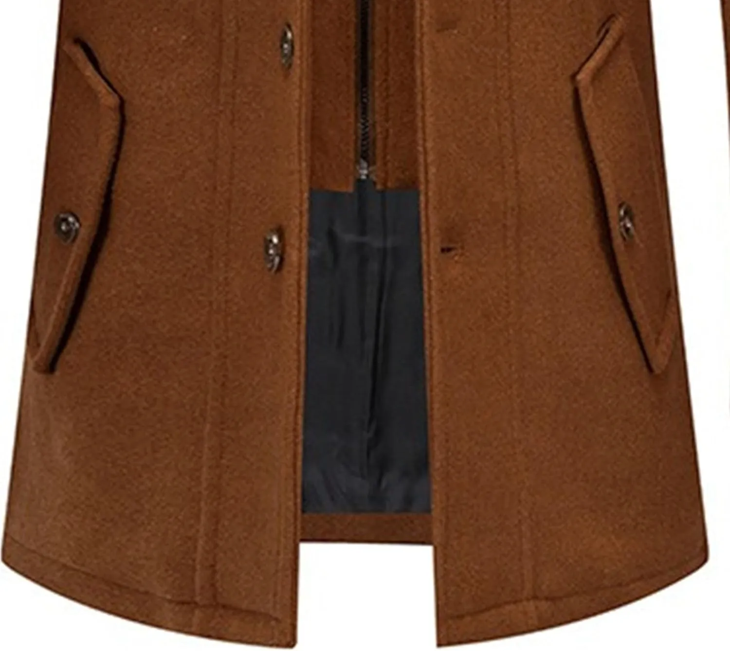 JEKE-DG Men's Notch Lapel Casual Wool Blend Coats Business Windbreaker Warm Pea Coat Mid-Length Classic Winter Overcoat