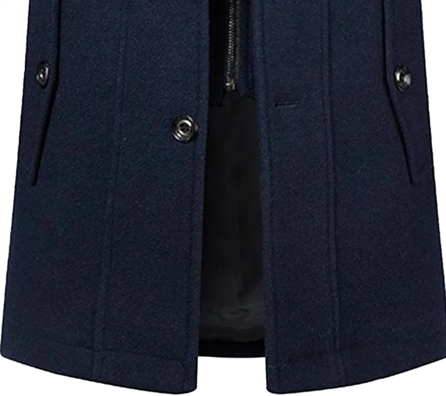 JEKE-DG Men's Notch Lapel Casual Wool Blend Coats Business Windbreaker Warm Pea Coat Mid-Length Classic Winter Overcoat