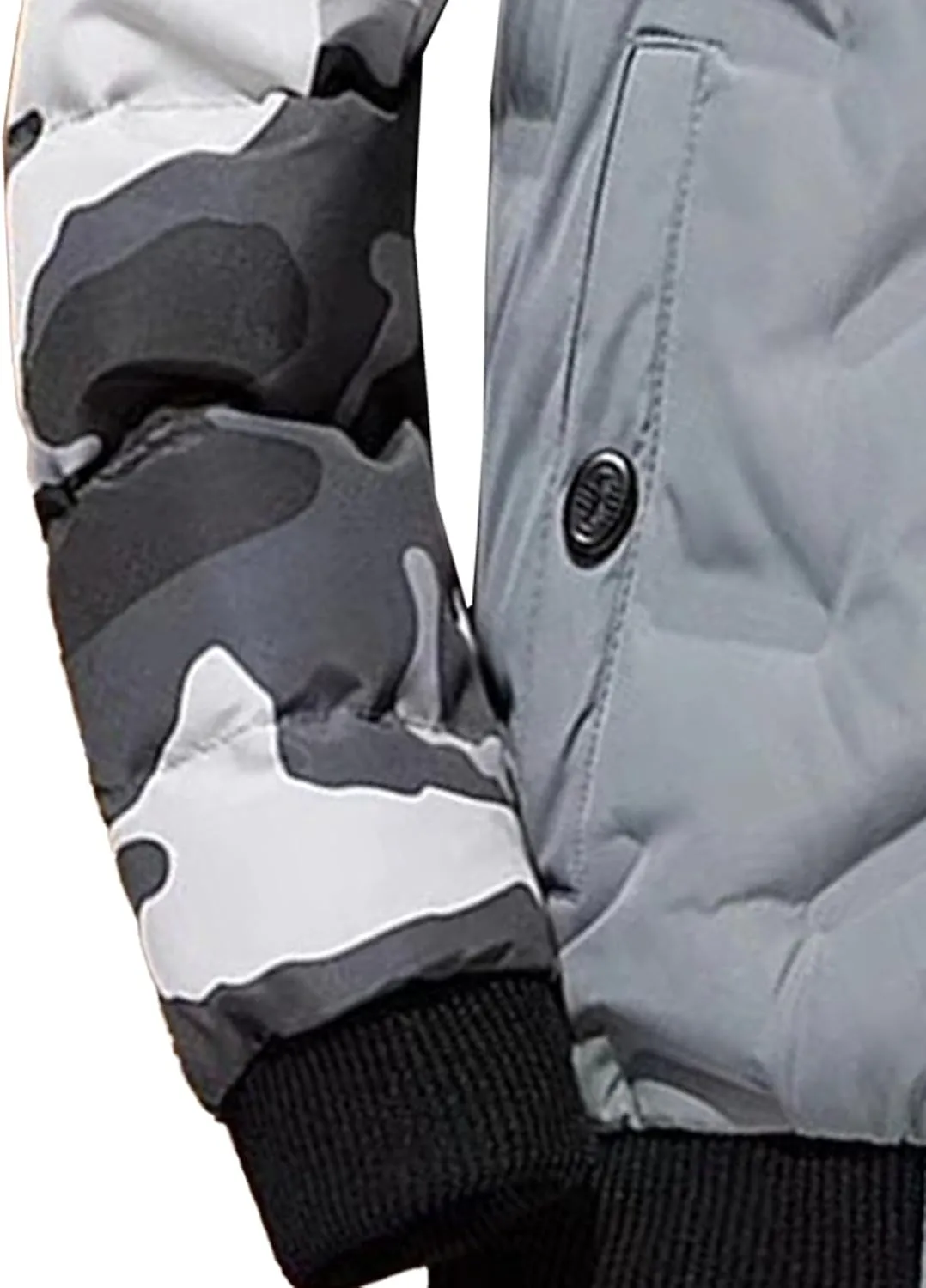JEsilunmaMY Men's Lightweight Camo Bomber Jackets Winter Rib Varsity Baseball Quilted Jacket Windproof Warm Padded Coats
