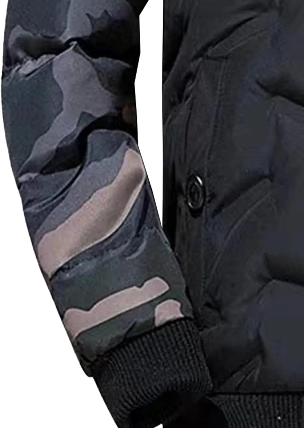 JEsilunmaMY Men's Lightweight Camo Bomber Jackets Winter Rib Varsity Baseball Quilted Jacket Windproof Warm Padded Coats