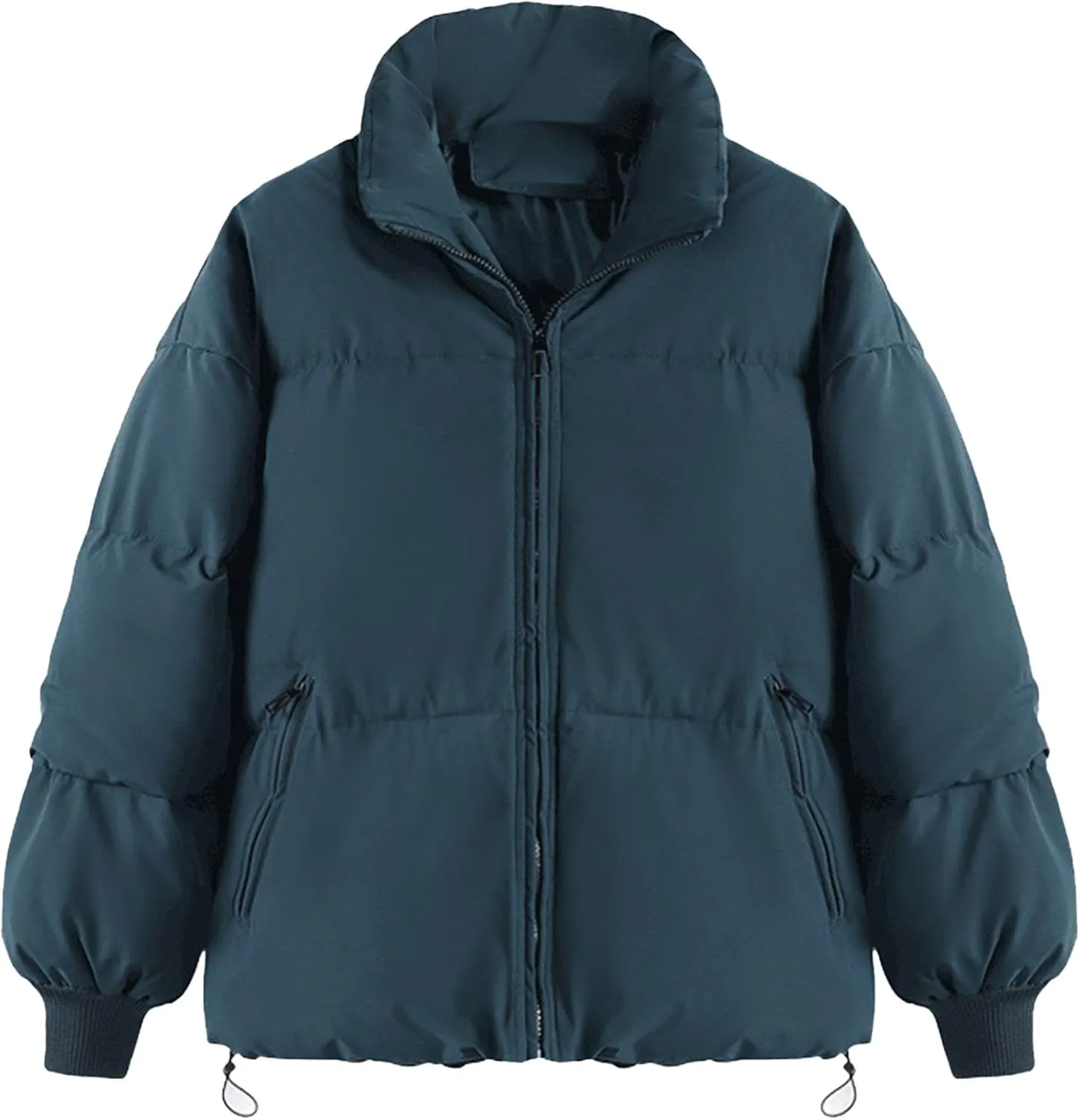 JEsilunmaMY Women's Thicken Short Puffer Jacket Stand Collar Casual Loose Down Coats Warm Winter Insulated Padded Coat