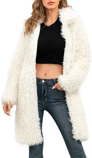 LCMTWX Fleece Cropped Jacket Faux Fur Winter Solid Turn Down Collar Coat Jacket Outerwear Warm Outerwear Fall Winter Fur