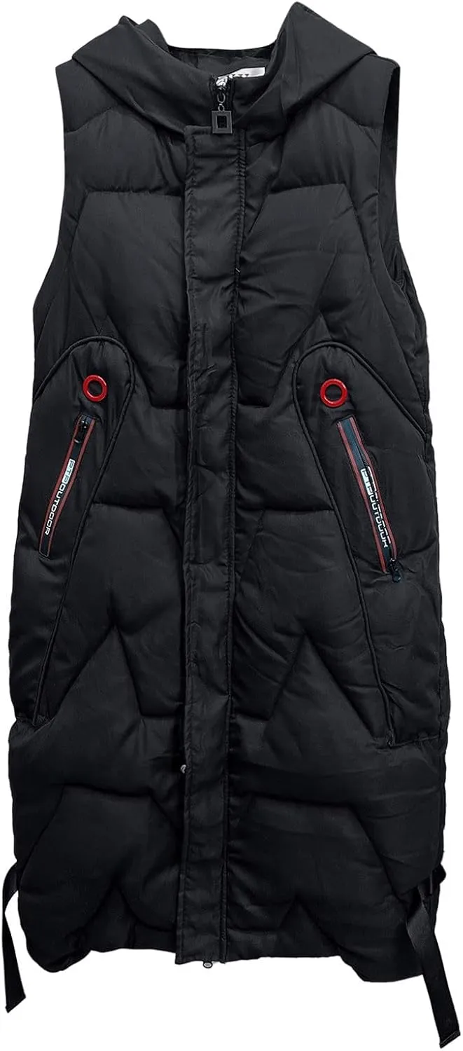 Lightweight Sleeveless Puffer Jacket for Women Winter Fashion Warm Hooded Down Coat 204 Casual Zipper Workout Outwear