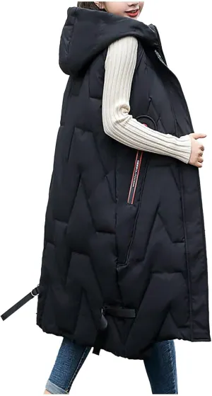 Lightweight Sleeveless Puffer Jacket for Women Winter Fashion Warm Hooded Down Coat 204 Casual Zipper Workout Outwear