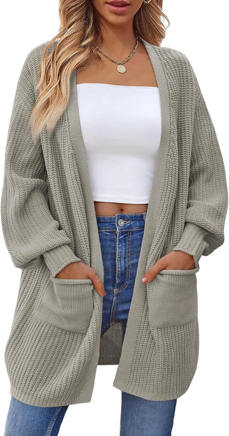 LILLUSORY Long Oversized Cardigans Sweaters for Women Open Front Knit Fall with Pockets 2025 Outfits Fashion