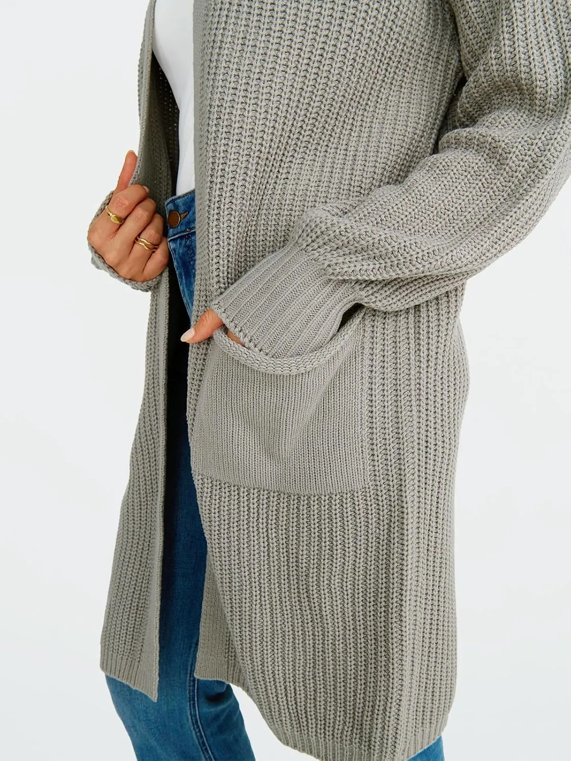 LILLUSORY Long Oversized Cardigans Sweaters for Women Open Front Knit Fall with Pockets 2025 Outfits Fashion