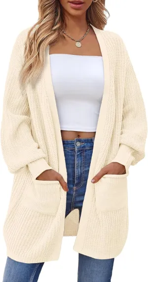 LILLUSORY Long Oversized Cardigans Sweaters for Women Open Front Knit Fall with Pockets 2025 Outfits Fashion