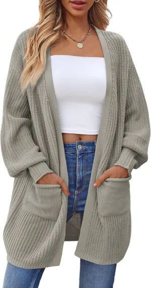 LILLUSORY Long Oversized Cardigans Sweaters for Women Open Front Knit Fall with Pockets 2025 Outfits Fashion