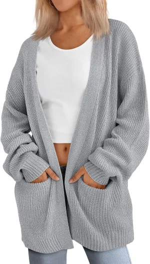 LILLUSORY Womens Oversized Cardigans Soft Knit Cardigan Sweater with Pockets