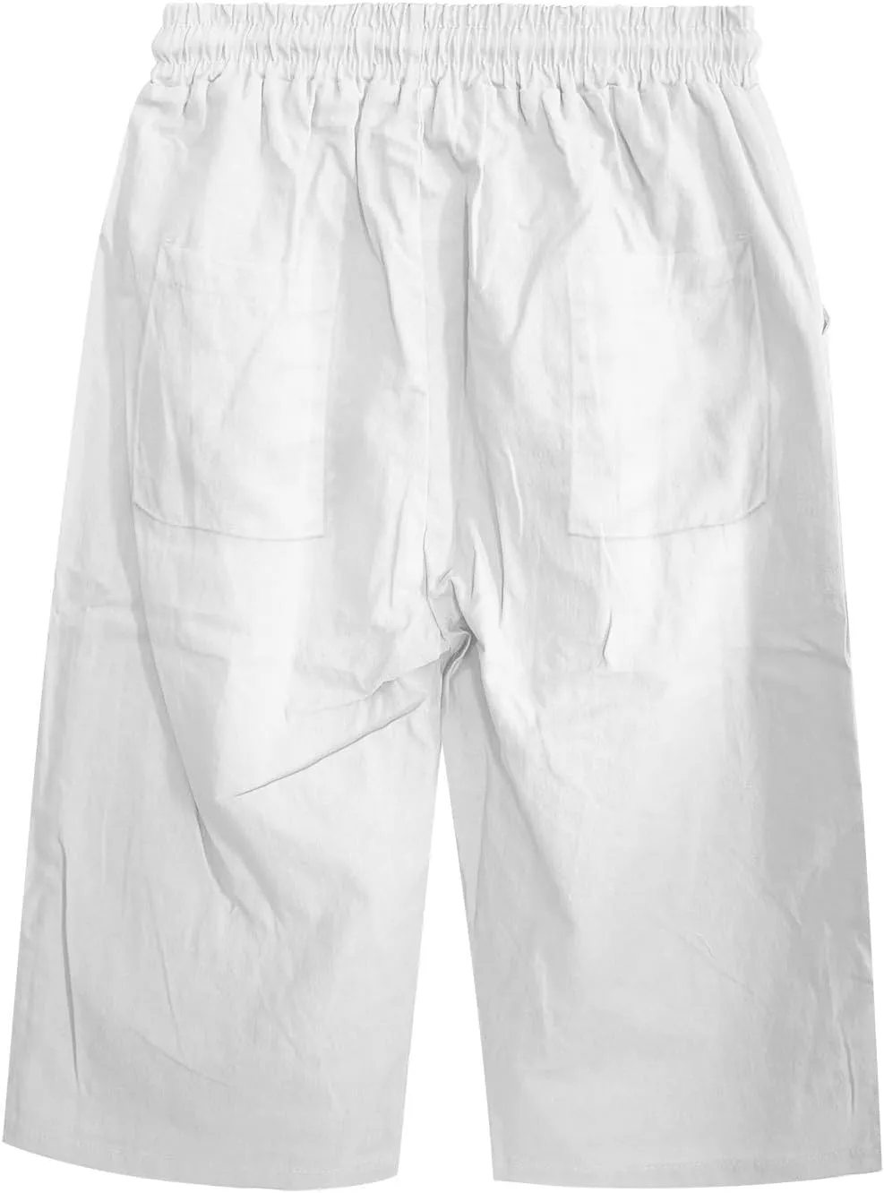 Linen Capri Pants for Women Casual Summer Capris Drawstring High Waist Pants Wide Leg Cropped Trousers