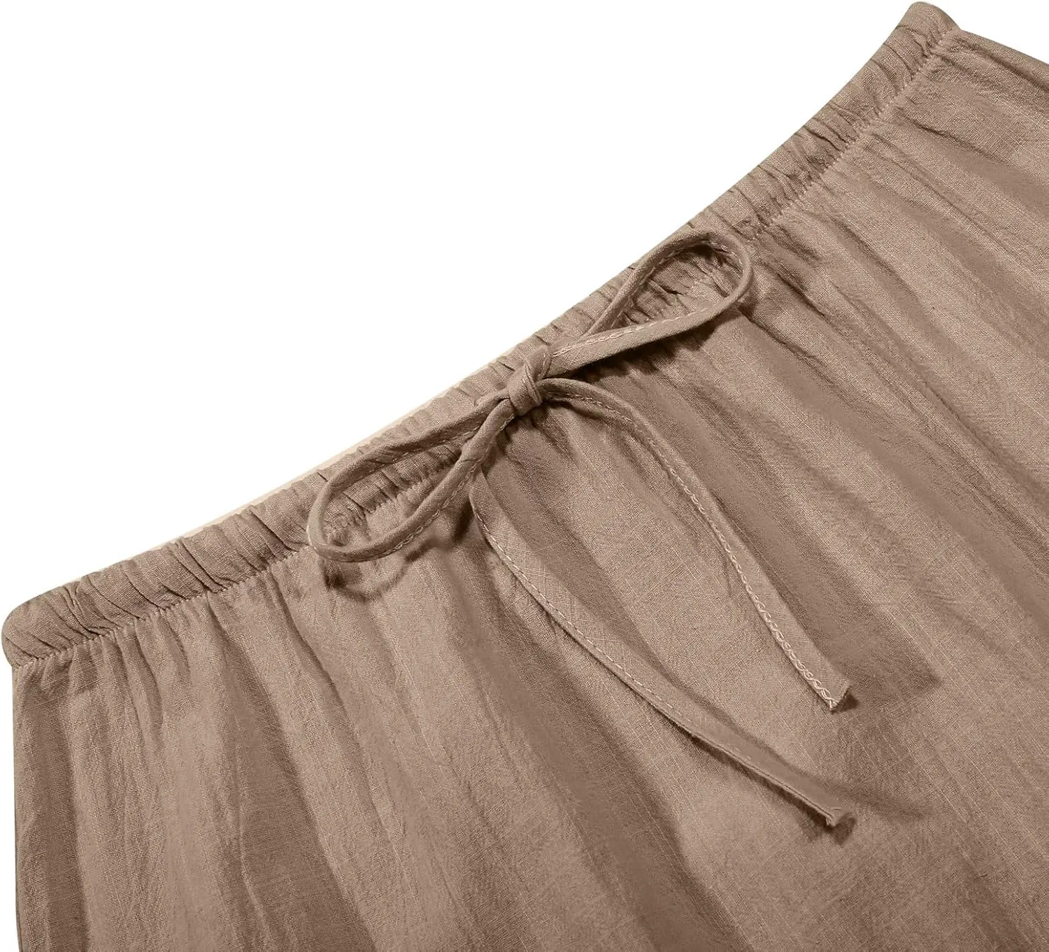Linen Maxi Skirts for Women with Slit Summer Comfy Drawstring Waist A Line Skirts Vacation Boho Long Flowy Skirts