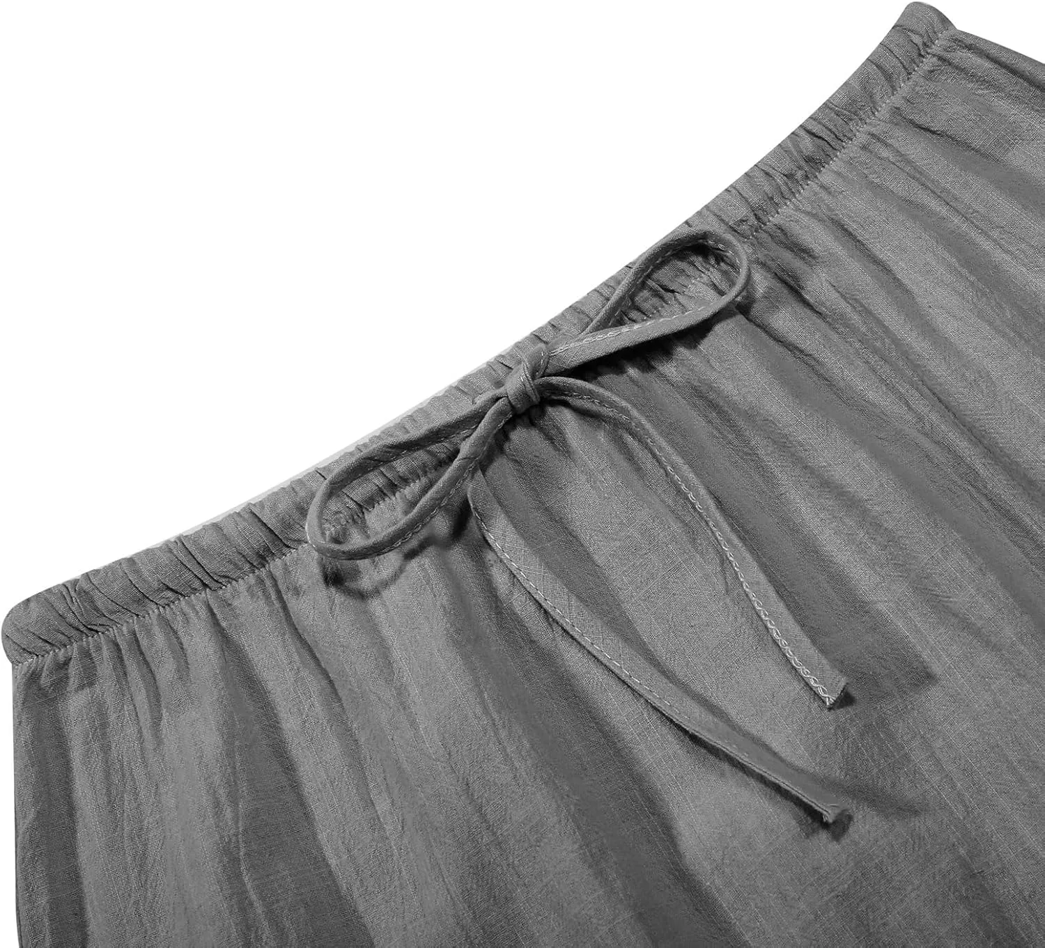 Linen Maxi Skirts for Women with Slit Summer Comfy Drawstring Waist A Line Skirts Vacation Boho Long Flowy Skirts