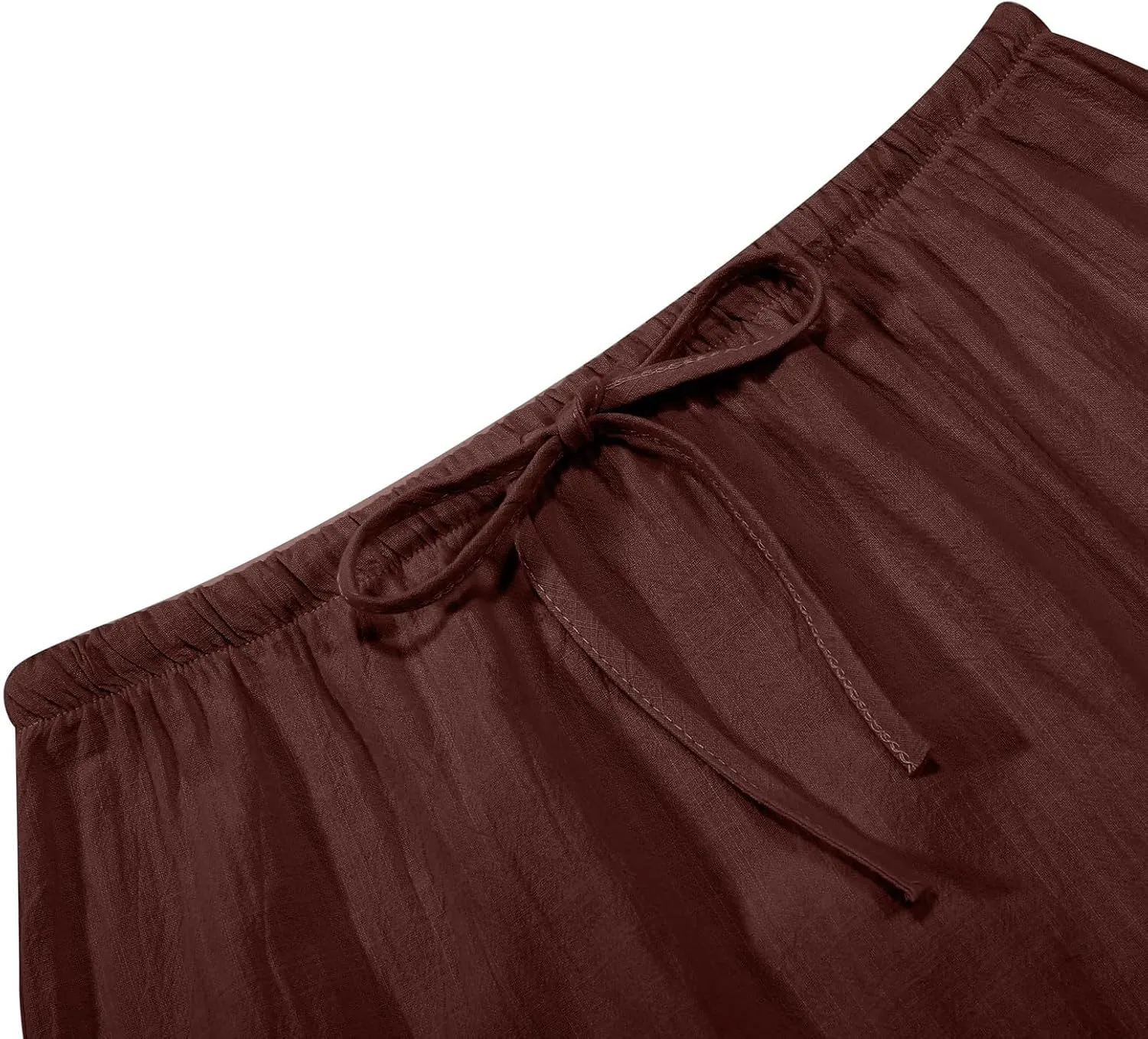 Linen Maxi Skirts for Women with Slit Summer Comfy Drawstring Waist A Line Skirts Vacation Boho Long Flowy Skirts