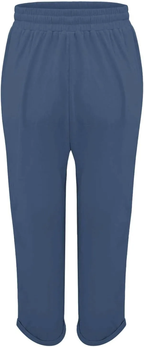 Linen Pants for Women 2025 Casual Straight Leg Drawstring Loose Lightweight Trousers with Pockets High Waist Pants