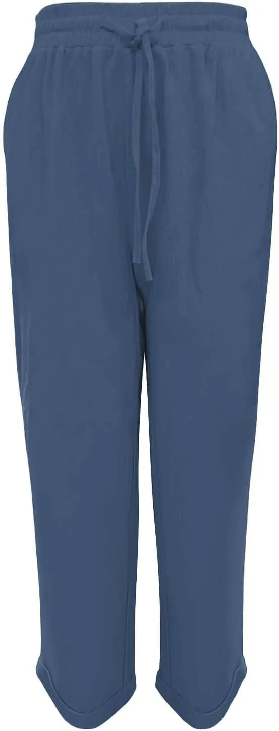 Linen Pants for Women 2025 Casual Straight Leg Drawstring Loose Lightweight Trousers with Pockets High Waist Pants