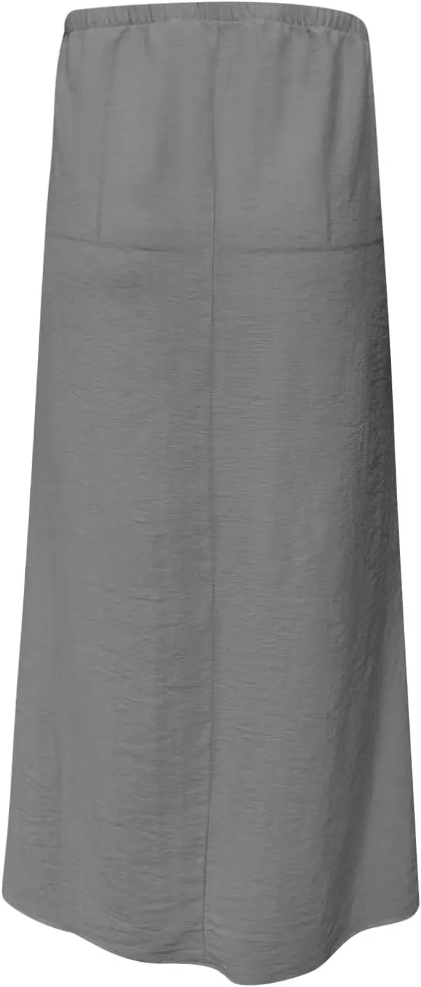 Linen Skirts for Women Summer Trendy Drawstring Low Waist A Line Skirt Casual Loose Flowy Beach Vacation Boho Skirts