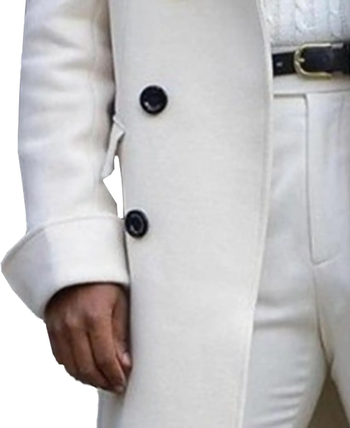 Maiyifu-GJ Men's Notched Collar Thermal Trench Coat Double Breasted Wool Blend Coats Casual Winter Warm Long Pea Jacket