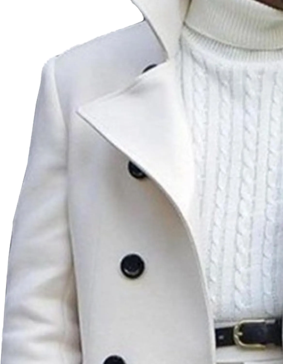 Maiyifu-GJ Men's Notched Collar Thermal Trench Coat Double Breasted Wool Blend Coats Casual Winter Warm Long Pea Jacket