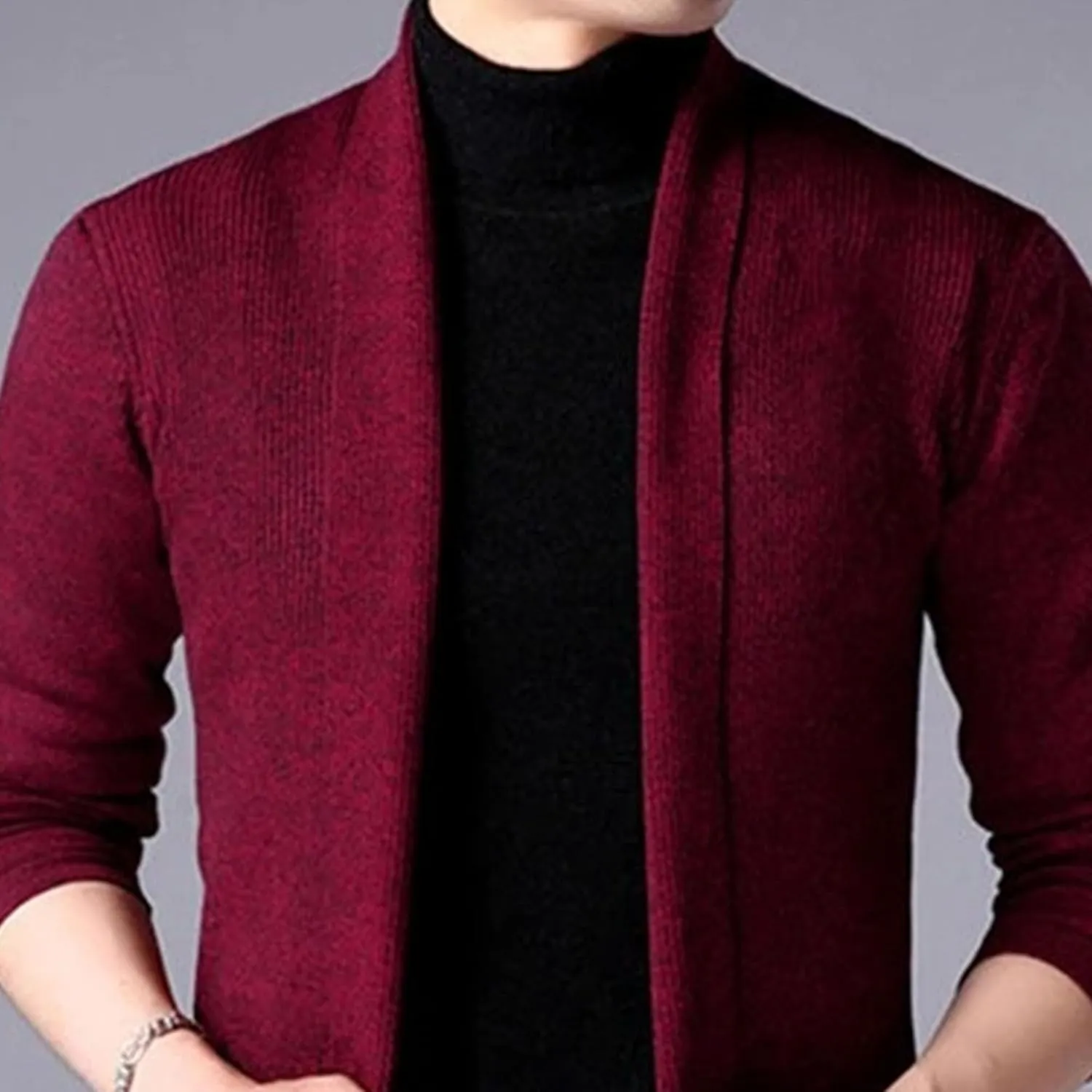 Maiyifu-GJ Men's Open Front Long Cardigan Sweaters Fashion Casual Slim Fit Knitted Cardigan Sweater Lightweight Jackets