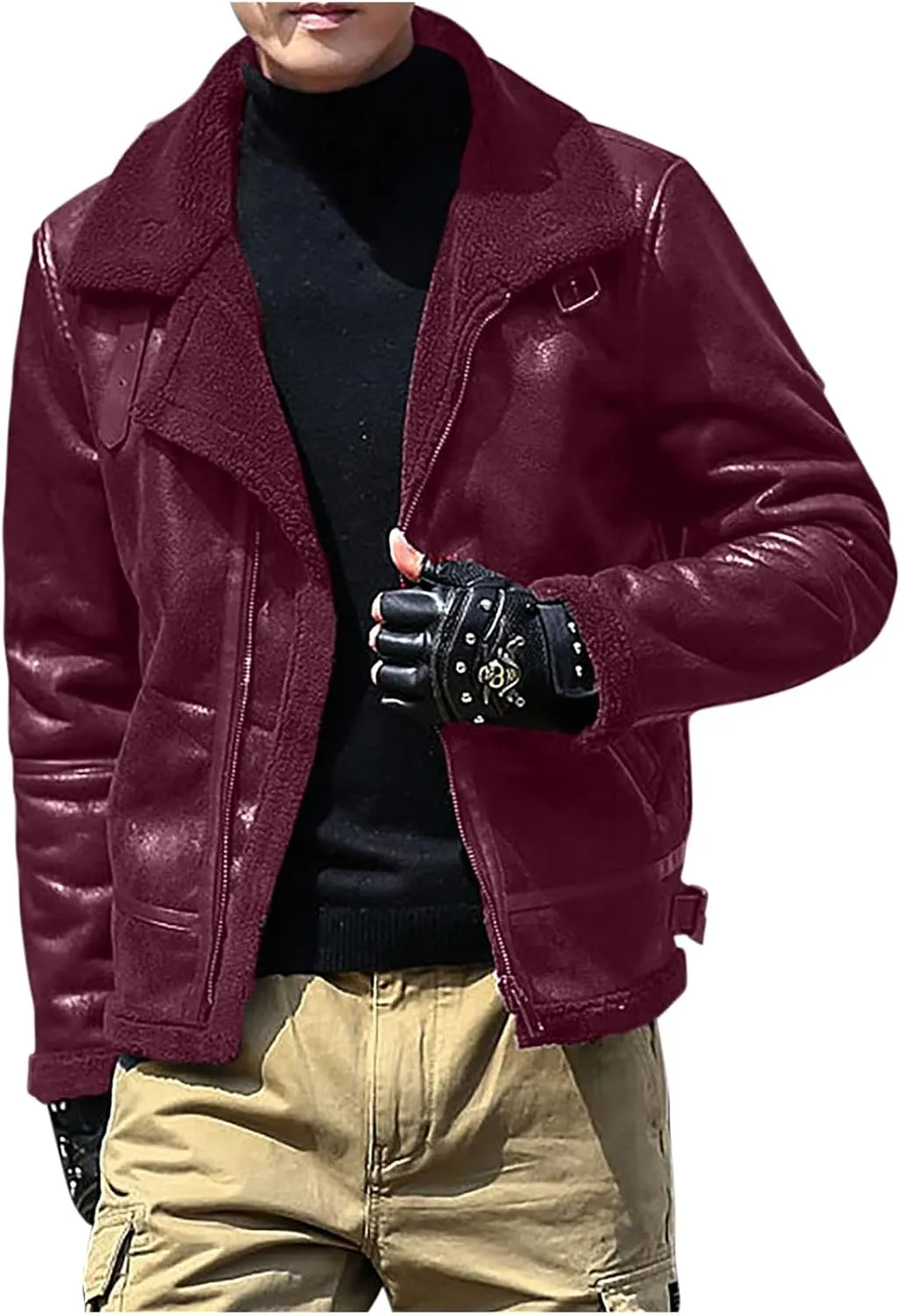 Men Bomber Jackets Winter Coats Fleece Sherpa Lined Jackets Faux Fur Coats Parkas Outerwear Thicken Military Jackets