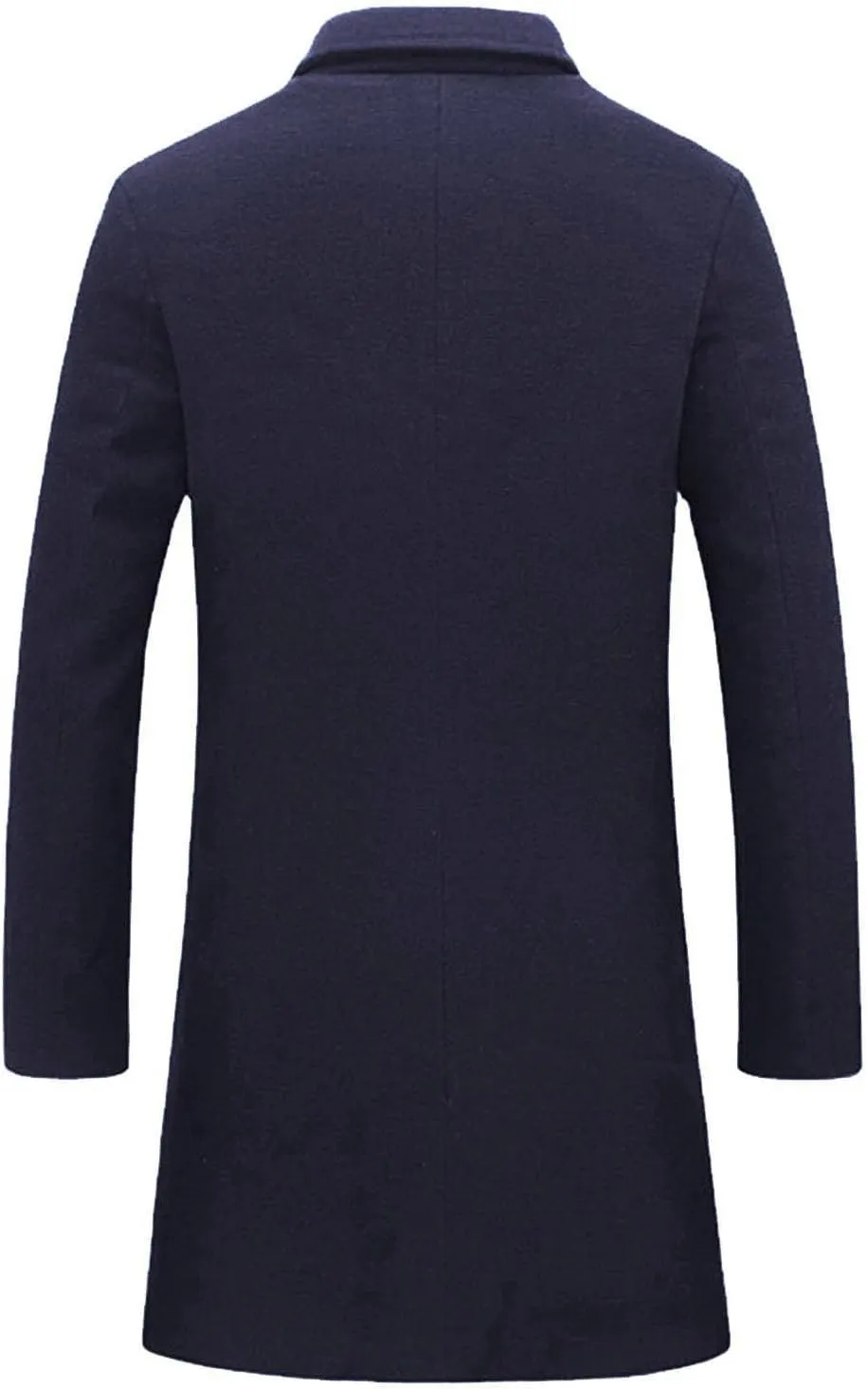 Mens Big and Tall Wool Blend Pea Coats Notched Collar Single Breasted Overcoat Winter Warm Trench Coat Long Jackets
