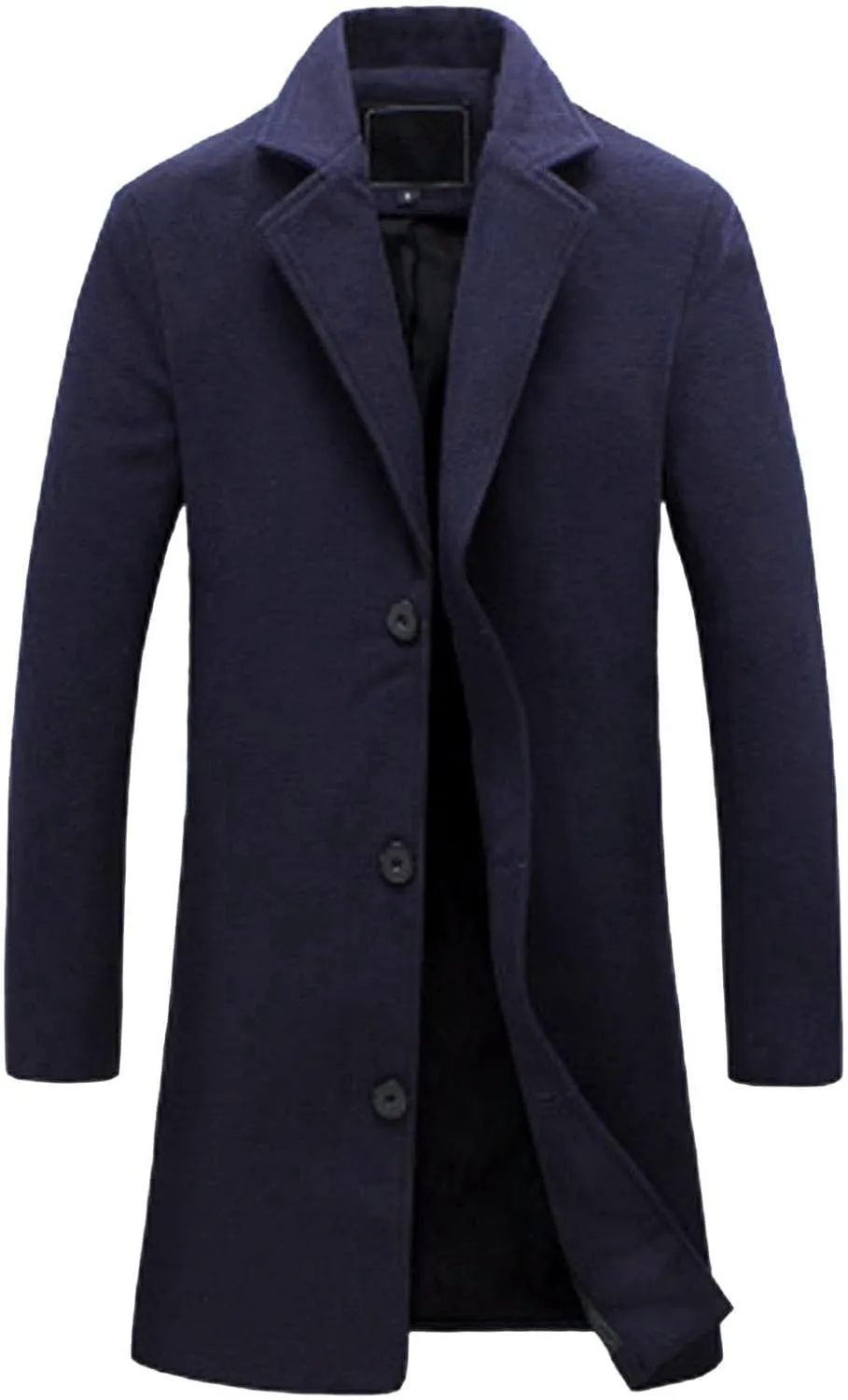 Mens Big and Tall Wool Blend Pea Coats Notched Collar Single Breasted Overcoat Winter Warm Trench Coat Long Jackets