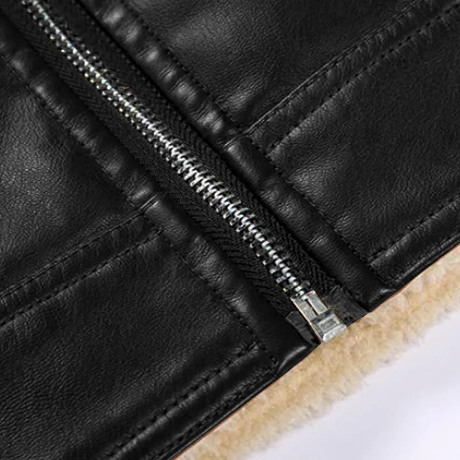 Mens Casual Sherpa Fleece Lined Pu Leather Jackets Motorcycle Bomber Thicken Cargo Coats Big and Tall L-5XL