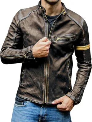 Mens Coat Jacket Stand Collar Punk Biker Leather Jacket Notch Lapel Overcoat Plus Size Wool Blend Coats Pea Coat Big